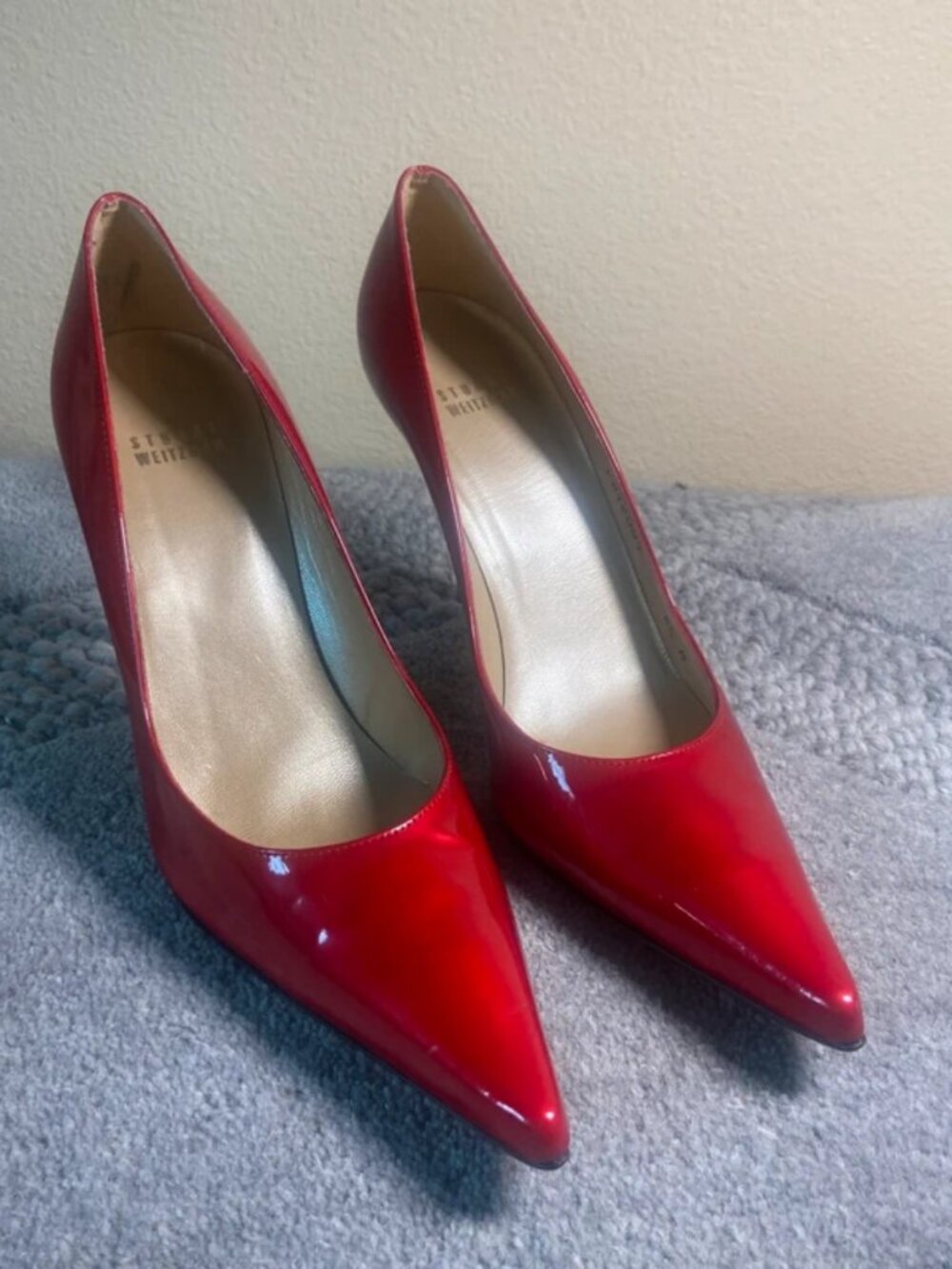 Stuart weitzman size 8 1/2 red patent leather heels/pointy